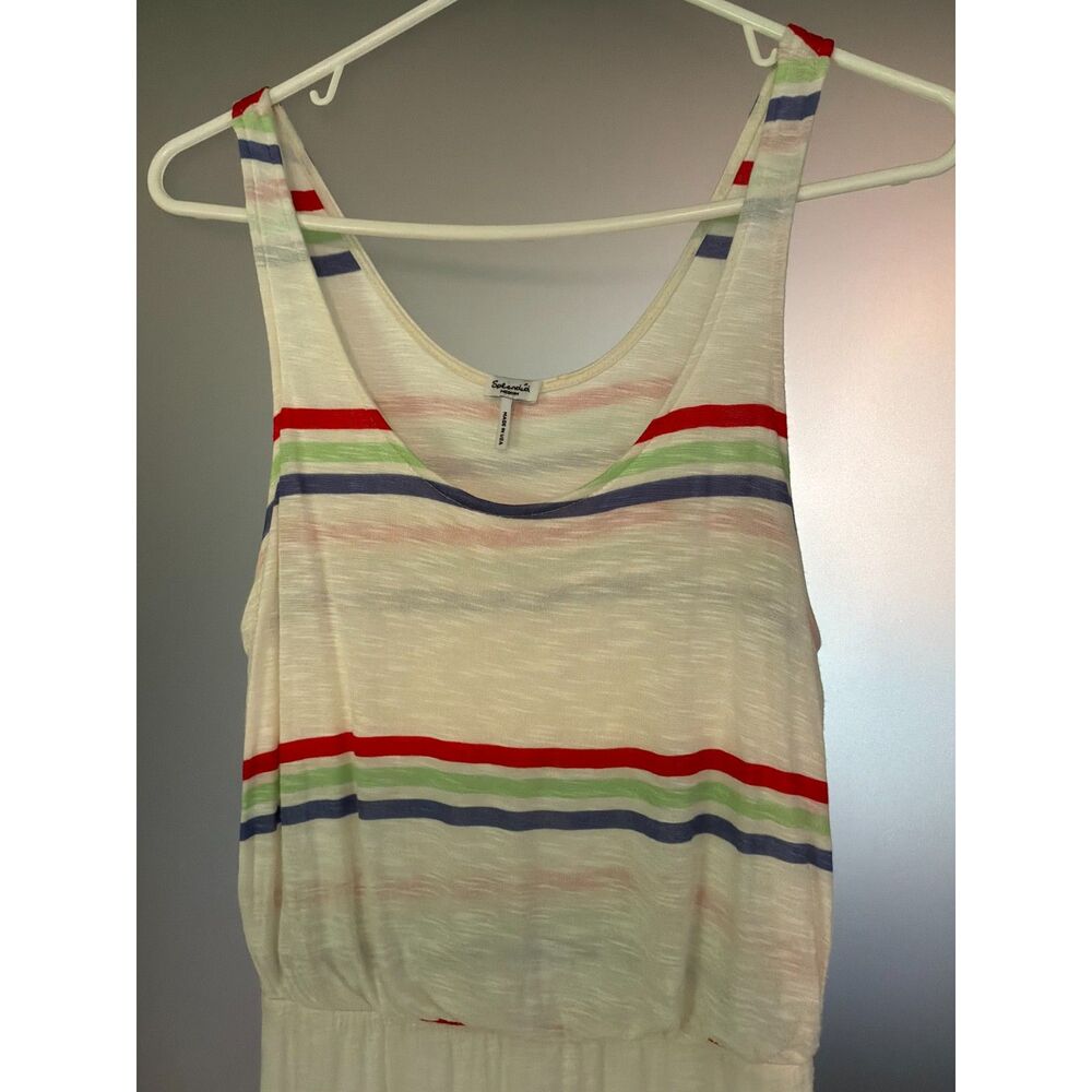 Splendid Sz M Long Striped Dress Side Slit Beachy Cruisewear Vacay - Picture 4 of 9